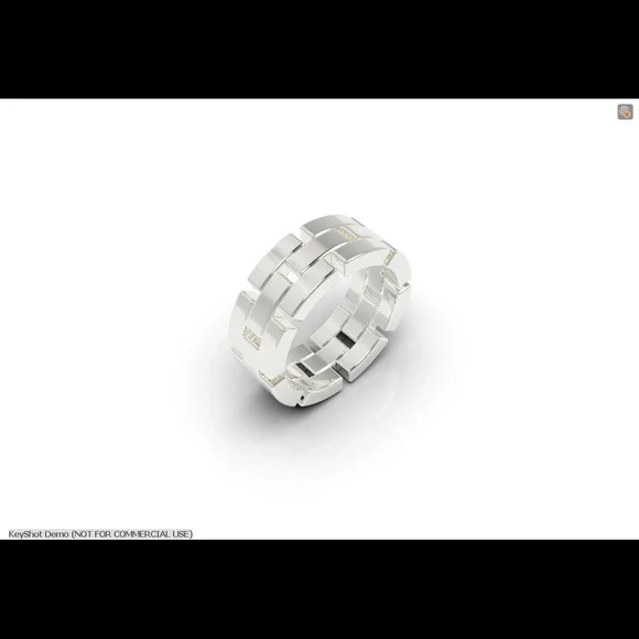 Men's Solid Silver Block Eternity Ring Eng Band Stackable - Picture 2 of 5